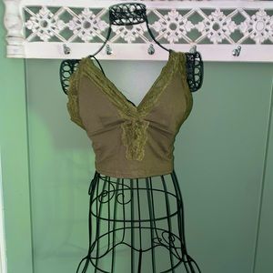 Small Green Lace Crop-Top